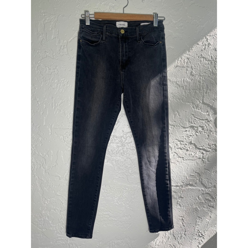 FRAME Le High Skinny Jeans Size 28 Black High Rise Stretch Denim